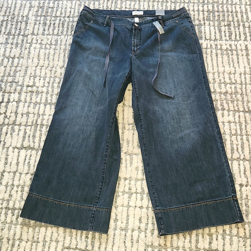 Venezia NWT Plus size 20 Wide leg  Draw String trouser stretch jeans Lane Bryant